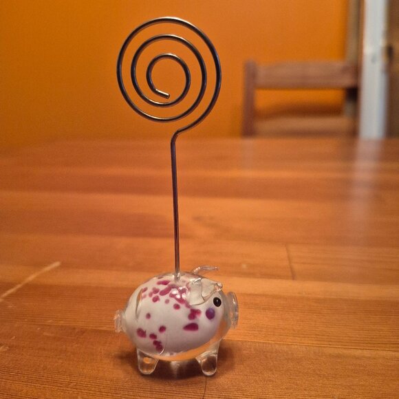Blown Glass Pig note holder from Pier 1 Import - Picture 1 of 8